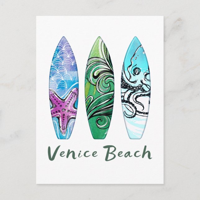 Postal Surfboard de Venice Beach California (Anverso)