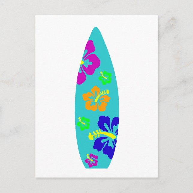 Postal Surfboard Tropical Hibiscus (Anverso)