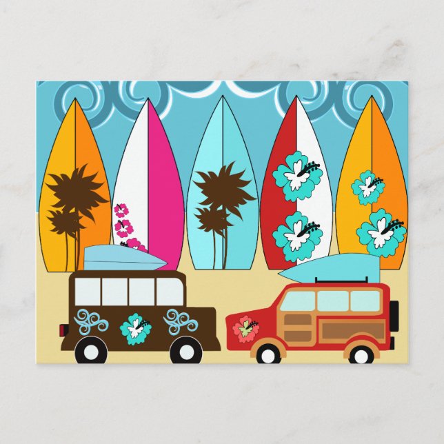 Postal Surfboards Beach Bum Surfing Hippie Vans (Anverso)