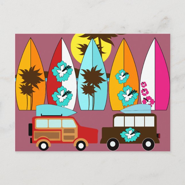 Postal Surfboards Beach Bum Surfing Hippie Vans (Anverso)