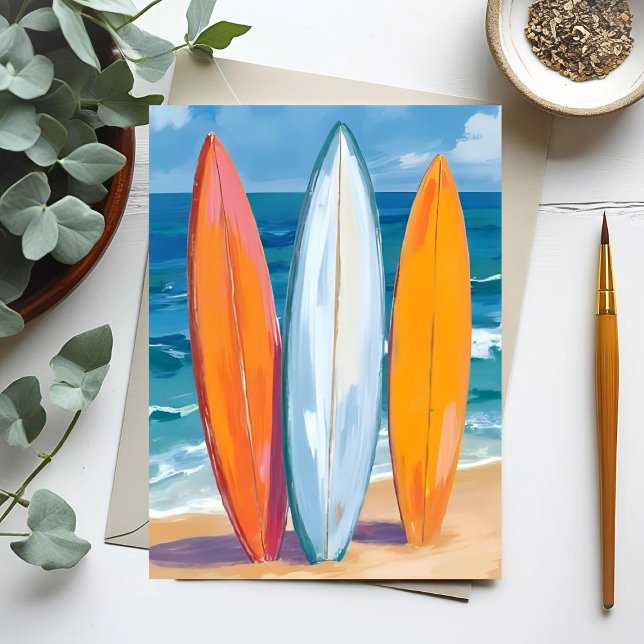 Postal Surfea las olas | Acuarela de playa océano (Subido por el creador)