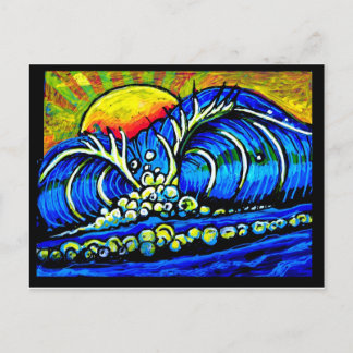 Postal surfear al atardecer