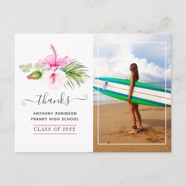 Postal Surfer Adventure Graduation Party Gracias (Anverso)