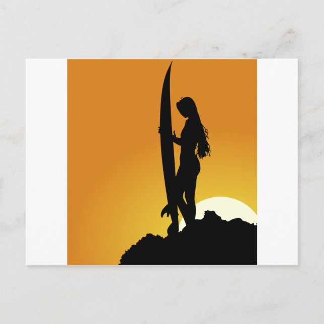 Postal Surfer chica Silhouette (Anverso)