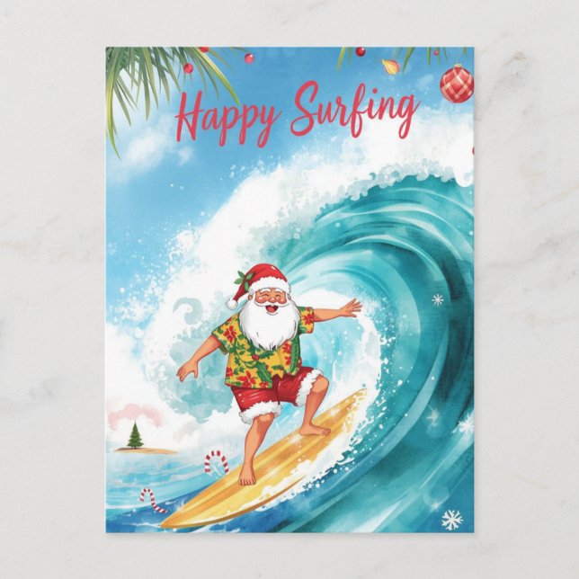 Postal Surfing Christmas with SANTA CLAUS  (Anverso)