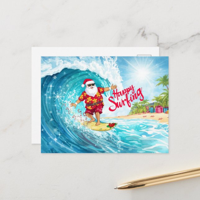 Postal Surfing Christmas with SANTA CLAUS  (Anverso/Reverso In Situ)