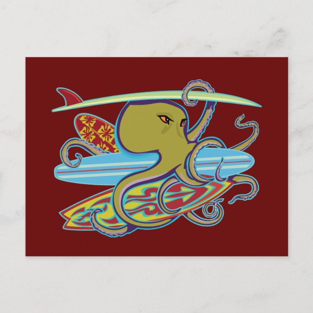 Postal Surfing Halloween Octopus (Anverso)