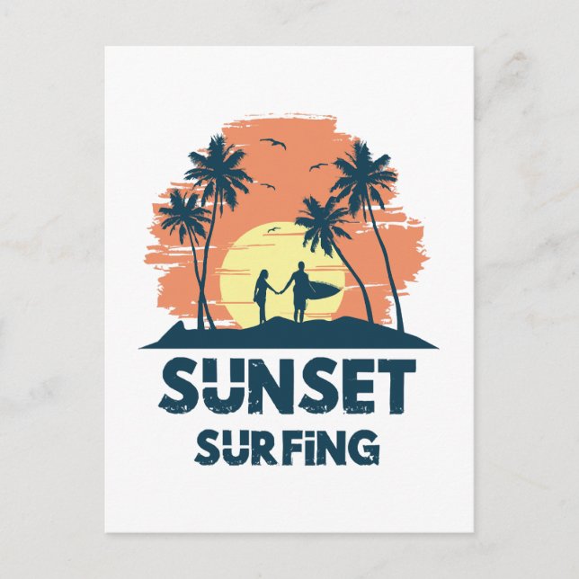 Postal Surfing - Surfing al atardecer  (Anverso)