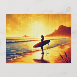 Postal Surfista al atardecer