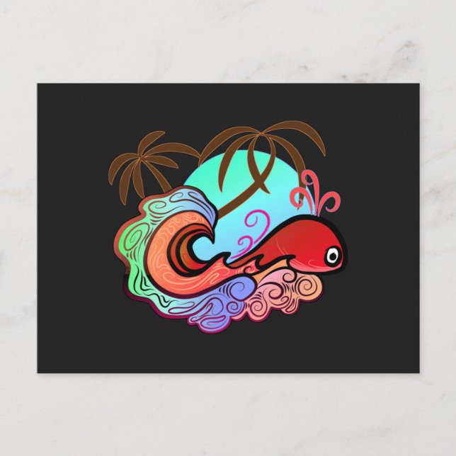 Postal Surfista de ballenas para bebés (Anverso)