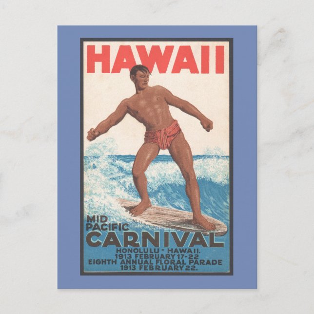 Postal Surfista de Hawaii (Anverso)