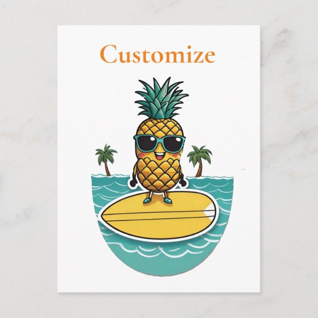 Postal Surfista De Piña Viaja A Wave Thunder_Cove (Anverso)