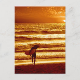 Postal surfista de puesta de sol