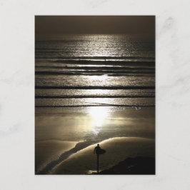 Postal Surfista del atardecer en Polzeath