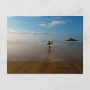 Postal Surfista en Perranporth Beach Cornwall England