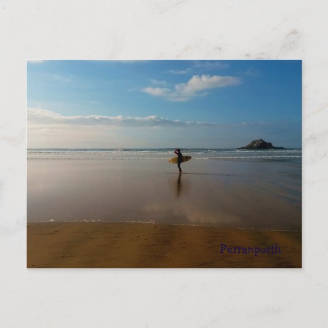 Postal Surfista en Perranporth Beach Cornwall England (Anverso)