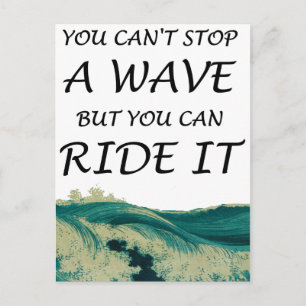 Postal Surfista Inspirador Cita Wave Ride.