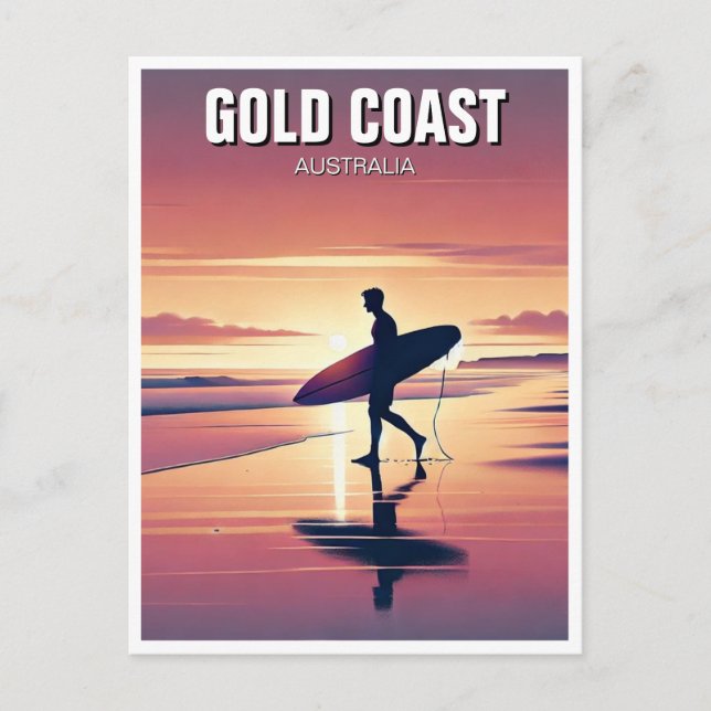 Postal Surfista moderno Sunset Gold Coast Australia (Anverso)