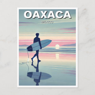 Postal Surfista Moderno Sunset Oaxaca México