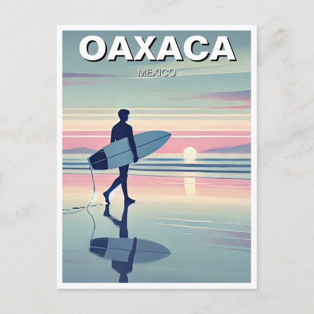 Postal Surfista Moderno Sunset Oaxaca México (Anverso)