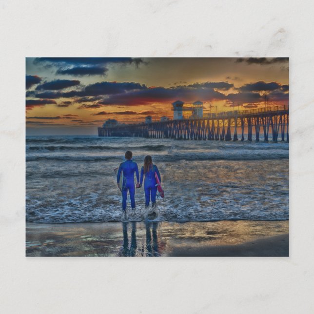 Postal Surfistas románticos (Anverso)