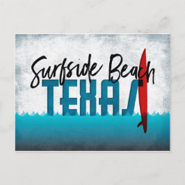 Postal Surfside Beach Postcard Texas Surfboard