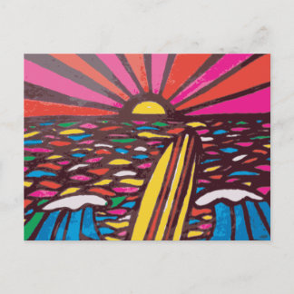 Postal Surge el resumen del surfista del paisaje de arte 