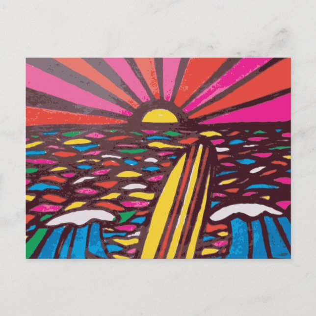 Postal Surge el resumen del surfista del paisaje de arte  (Anverso)