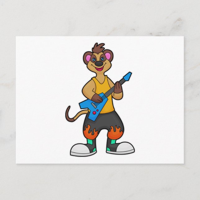 Postal Suricata como músico con guitarra (Anverso)