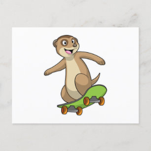 Postal Suricata como patinador con monopatín