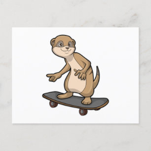 Postal Suricata como patinadora con monopatín