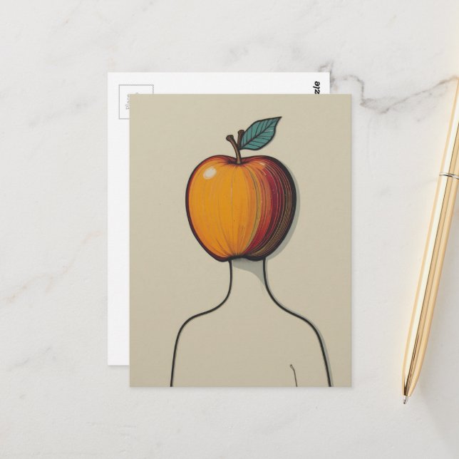Postal Surreal Abstract Person with an Apple Head (Anverso/Reverso In Situ)