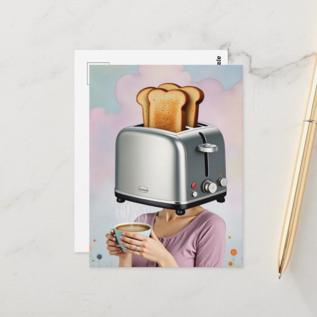Postal Surreal Breakfast Woman Toaster Head (Anverso/Reverso In Situ)