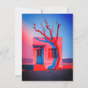 Postal Surreal Deert House Wall Art - Minimalista