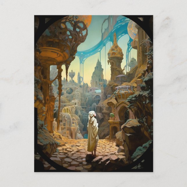 Postal Surreal Fantasía Ciudad Arte Paisajístico (Anverso)
