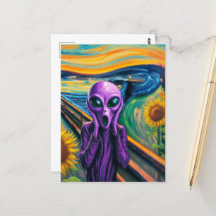 Postal Surreal gritando Alien morado