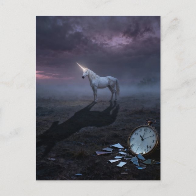 Postal Surreal landscape and a unicorn  (Anverso)
