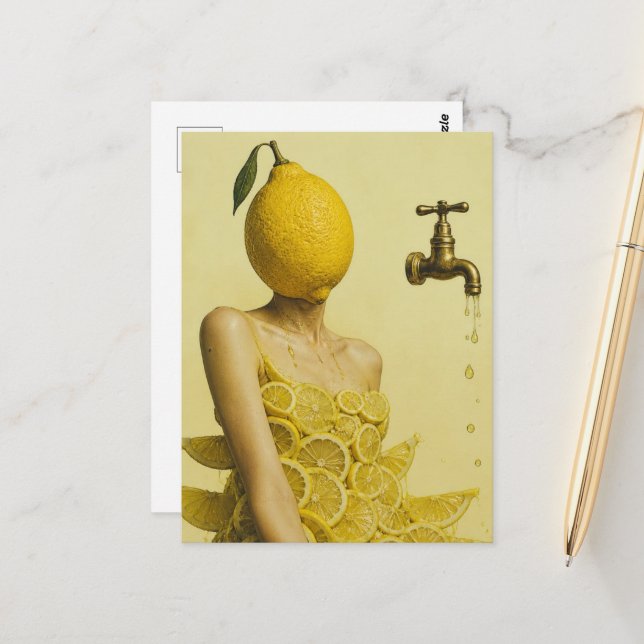 Postal Surreal Lemon Lady (Anverso/Reverso In Situ)