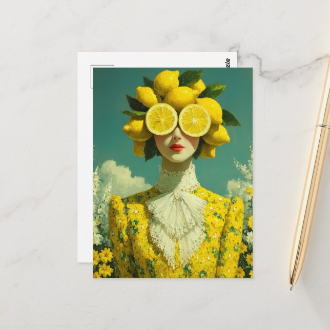 Postal Surreal Lemon Woman (Anverso/Reverso In Situ)