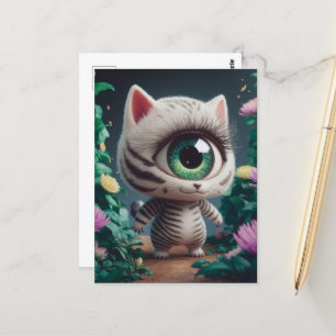 Postal Surreal One Eyed Zebra Kitty