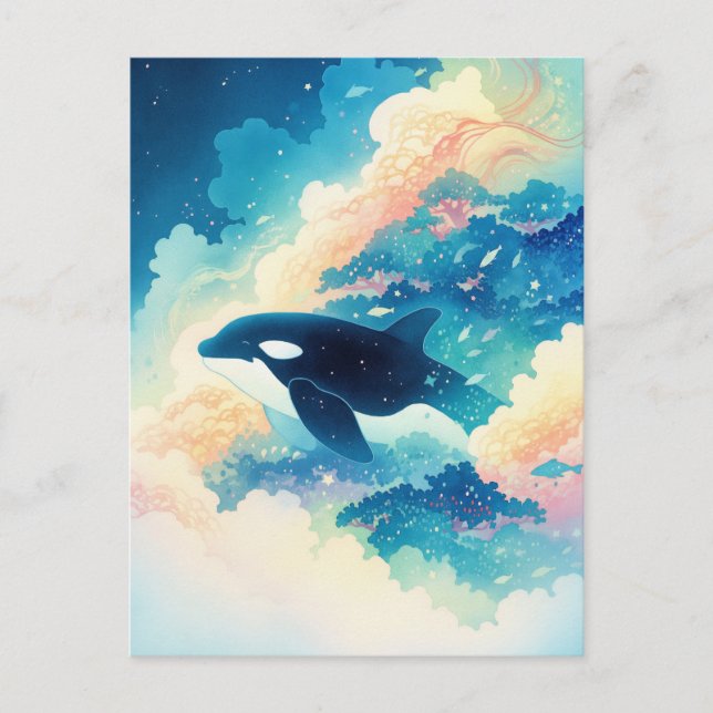 Postal Surreal Orca Whale Cloud Forest (Anverso)