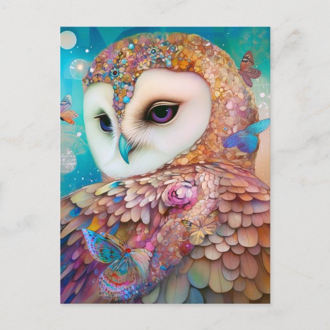 Postal Surreal Owl Fantasy Art (Anverso)