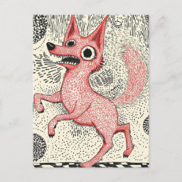 Postal Surreal Red Fox Illustration - Quirky Indie art