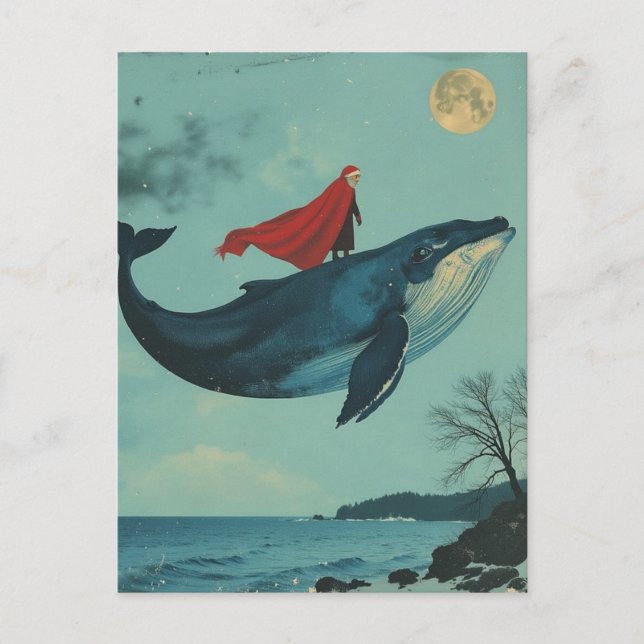 Postal Surreal Santa and the Whale (Anverso)