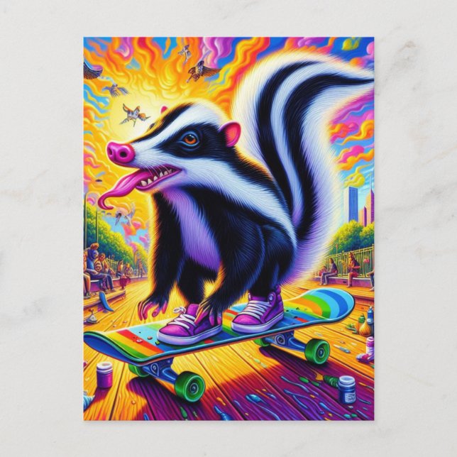 Postal Surreal Skateboarding Skunk (Anverso)