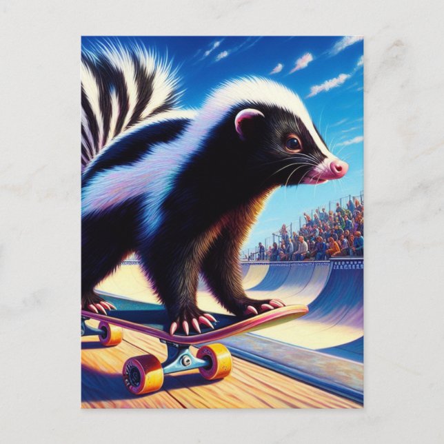 Postal Surreal Skateboarding Skunk (Anverso)
