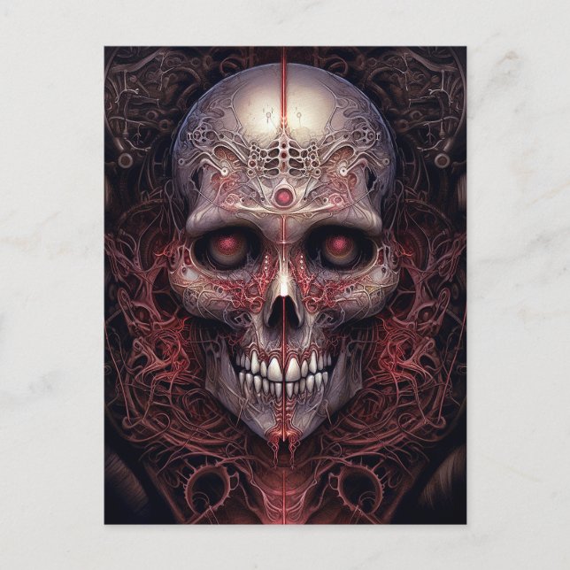 Postal Surreal Skull Arte de horror gótico (Anverso)