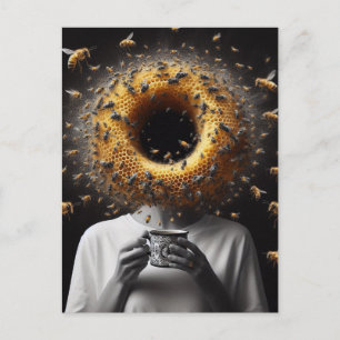 Postal Surreal Tea Time Bebe Honeycomb Black Hole Head
