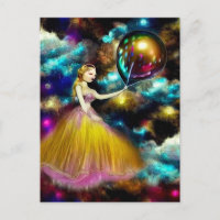 Surreal Vintage Golden Gown Balloon Girl