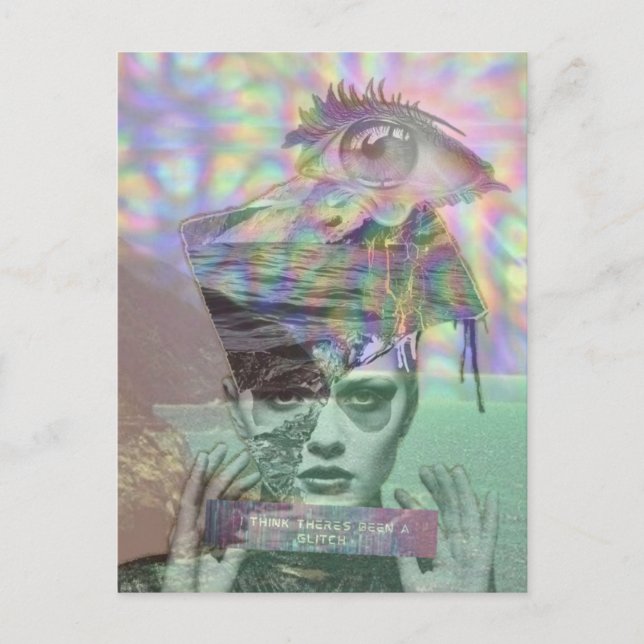 Postal Surreal Woman Glitch Collage (Anverso)
